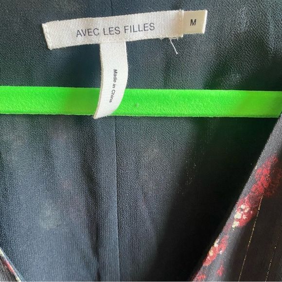 Avec Les Filles Metallic Floral Pleat Cutout Midi Dress Black Medium - Picture 5 of 5